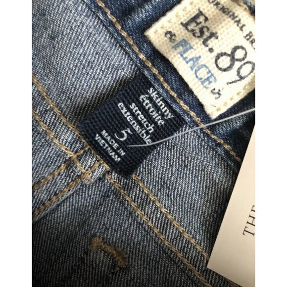 THE CHILDRENS PLACE Girls Size 5 Skinny Denim Blue Jeans Adj Waist New NWT - Picture 4 of 4